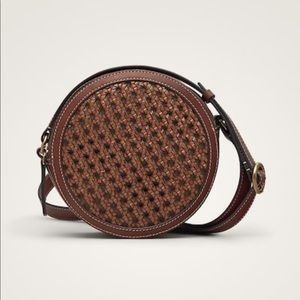 Braided Leather Round Crossbody